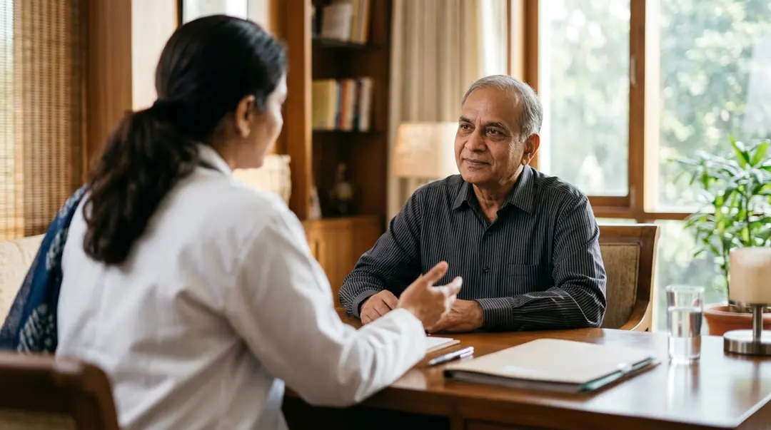 Physician discussing kidney test results with a patient